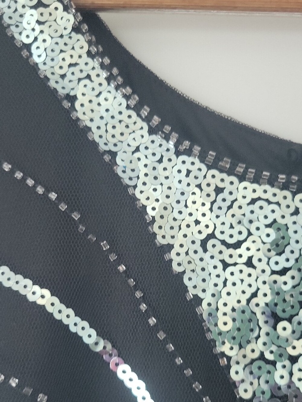 Black Sequin Starburst Midi Flapper Style Dress with Fringe - Picture 10 of 10